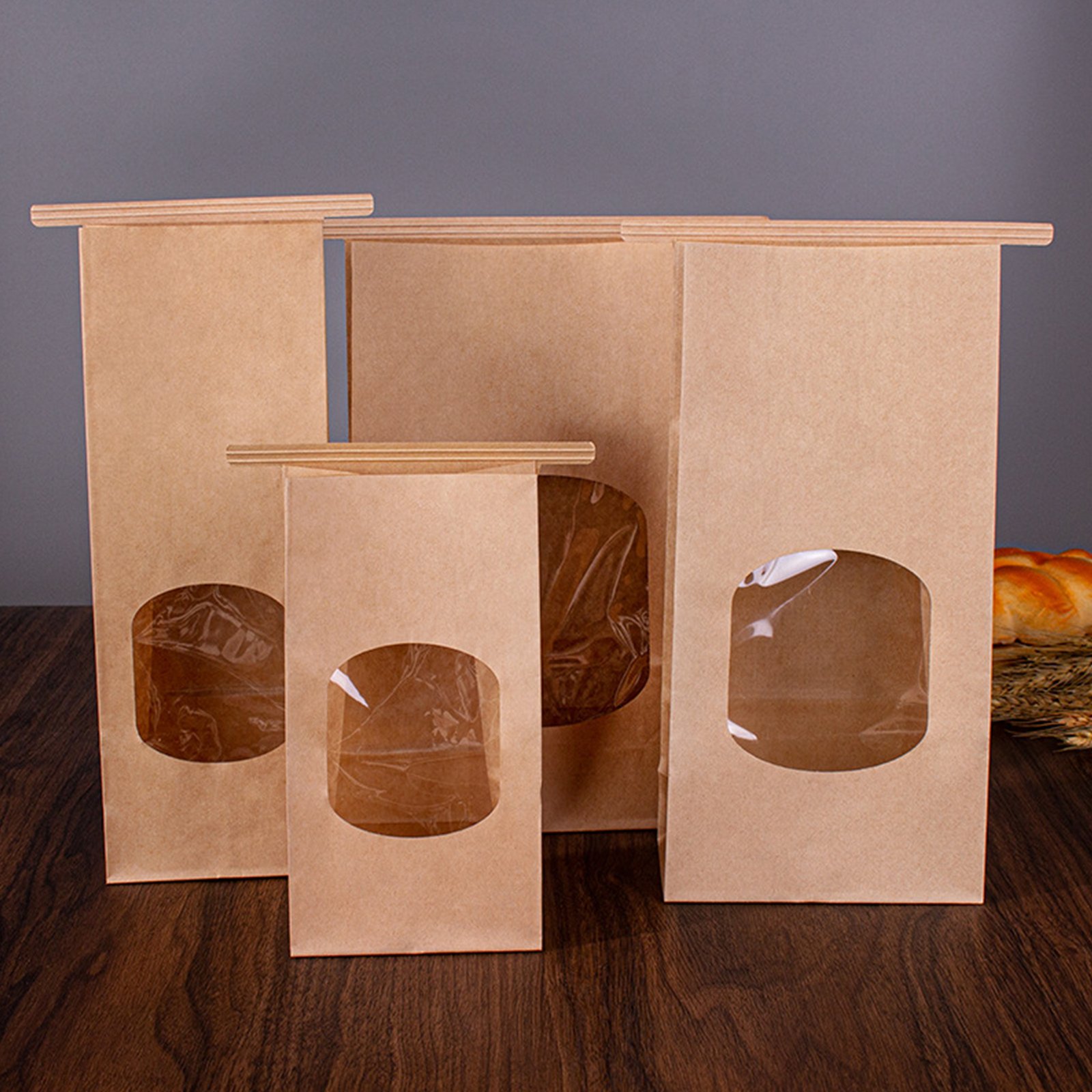 Clear Window Kraft Toast Bag Waterproof