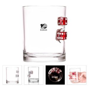 Embedded Dice 8Oz Borosilicate Rock Glass
