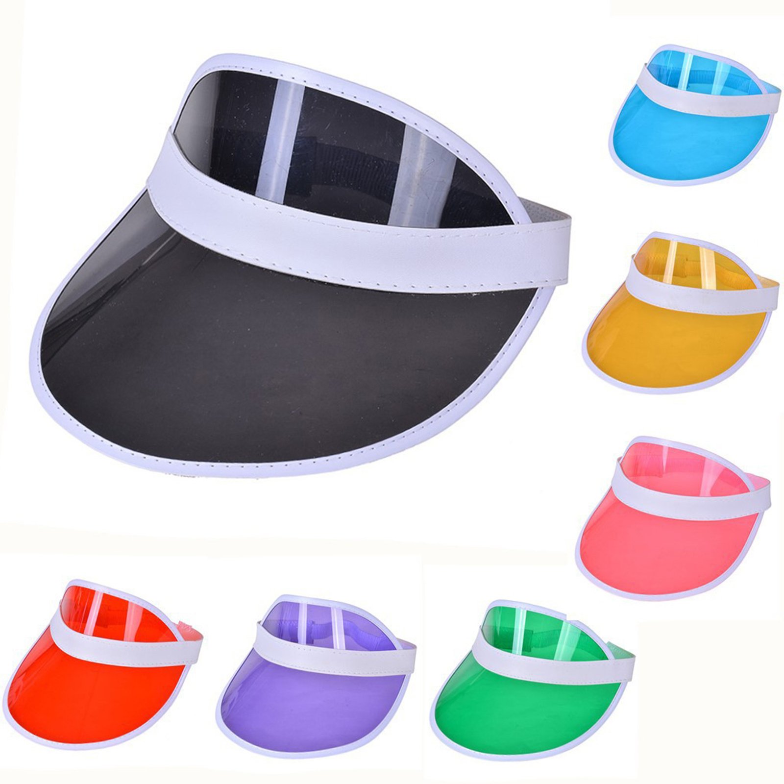 Rainbow Pvc Transparent Sun Visor Hat