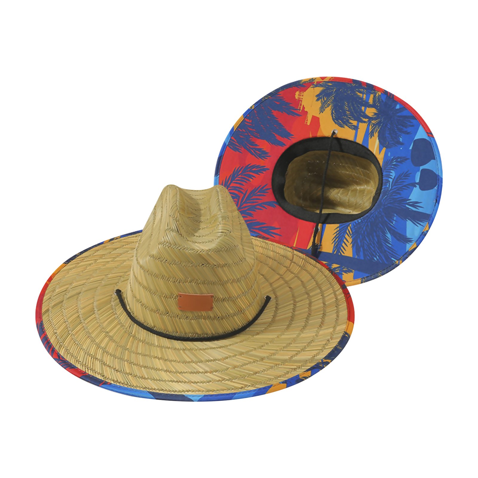 Lifeguard Straw Hat + Full Color Underbrim Imprint and Patch