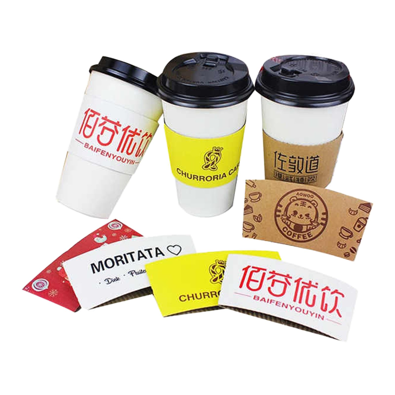 Corrugated Kraft Paper Sleeve Fits 12OZ To16OZ Cup