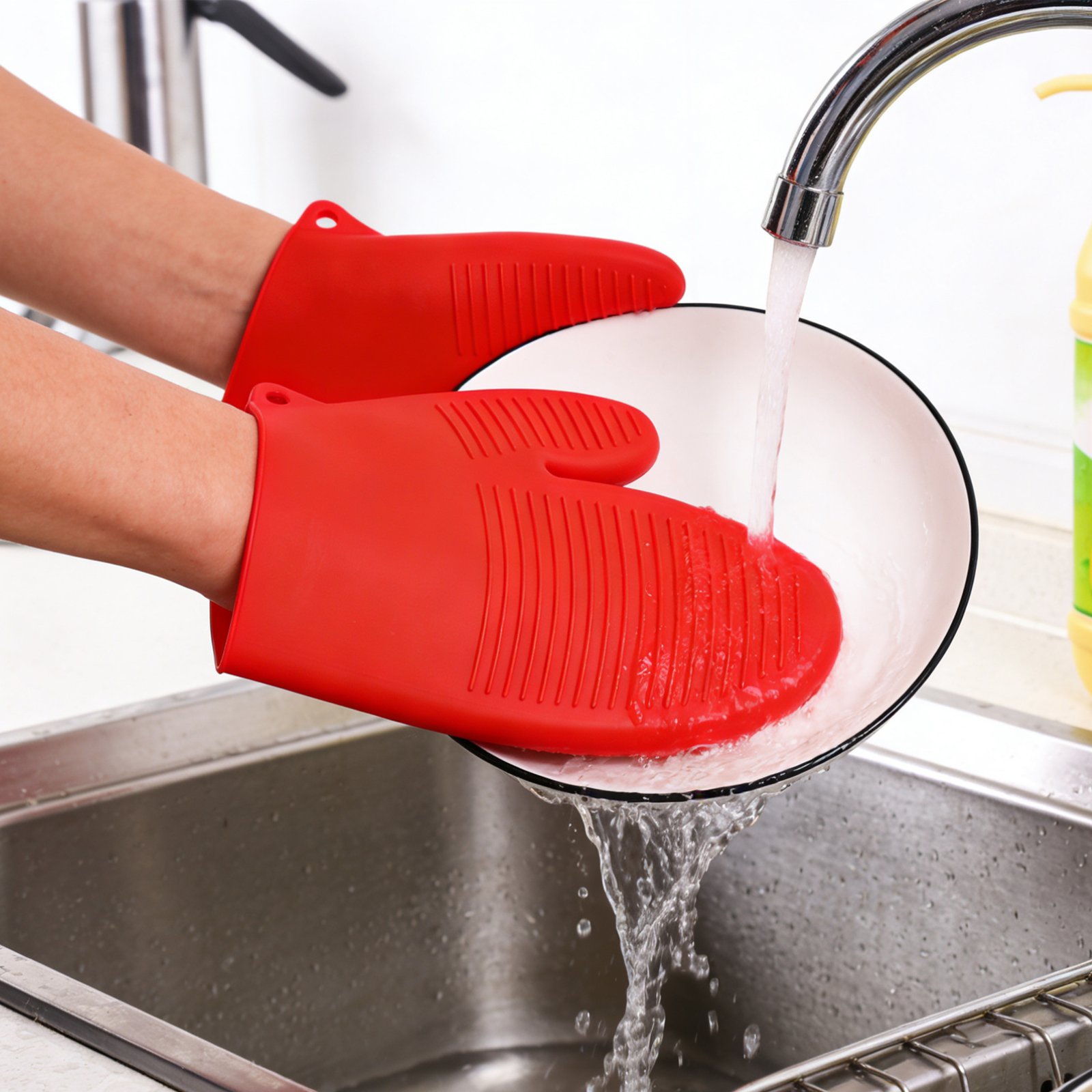 Heat Resistant Soft Silicone Oven Mitts Easy Hanging