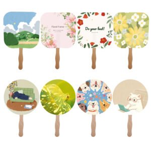 Paper Hand Fan W/ 2 Side Full Color Print