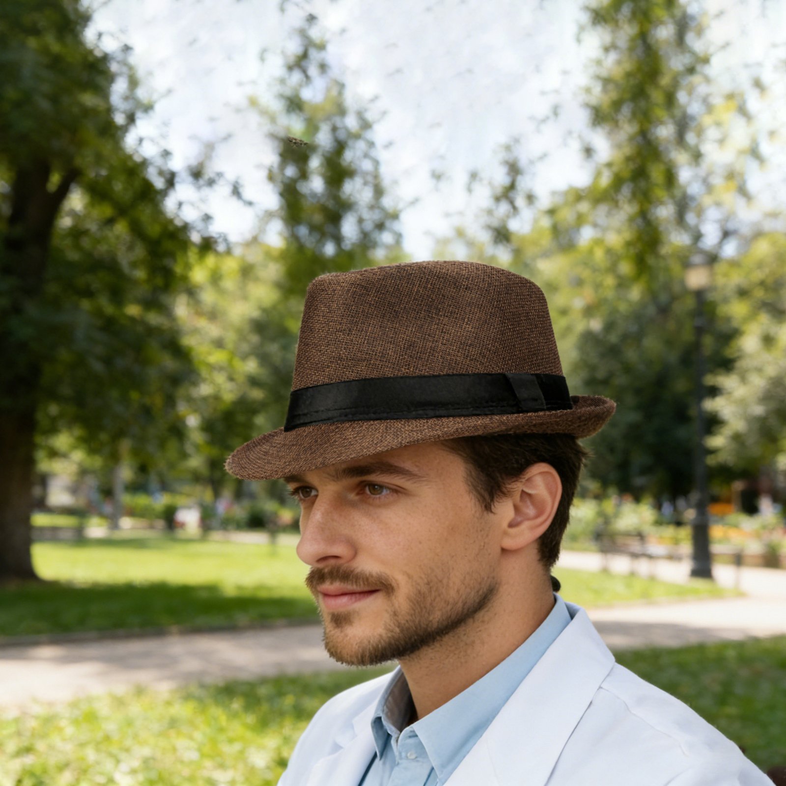 Classic Straw Short Brim Fedora Hat Panama Hat