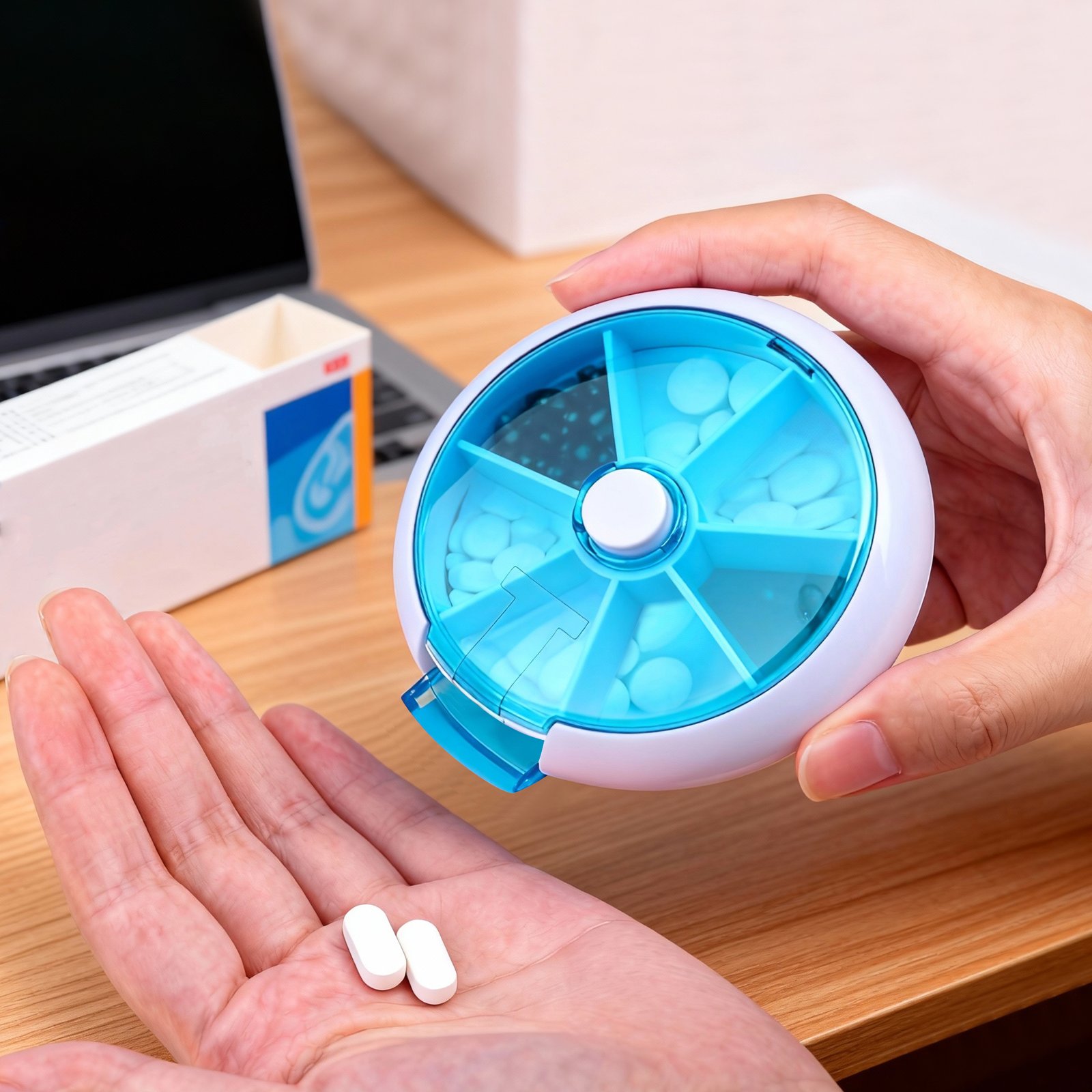 Rotating Small Weekly Pill Organizer 7 Days Pill Case