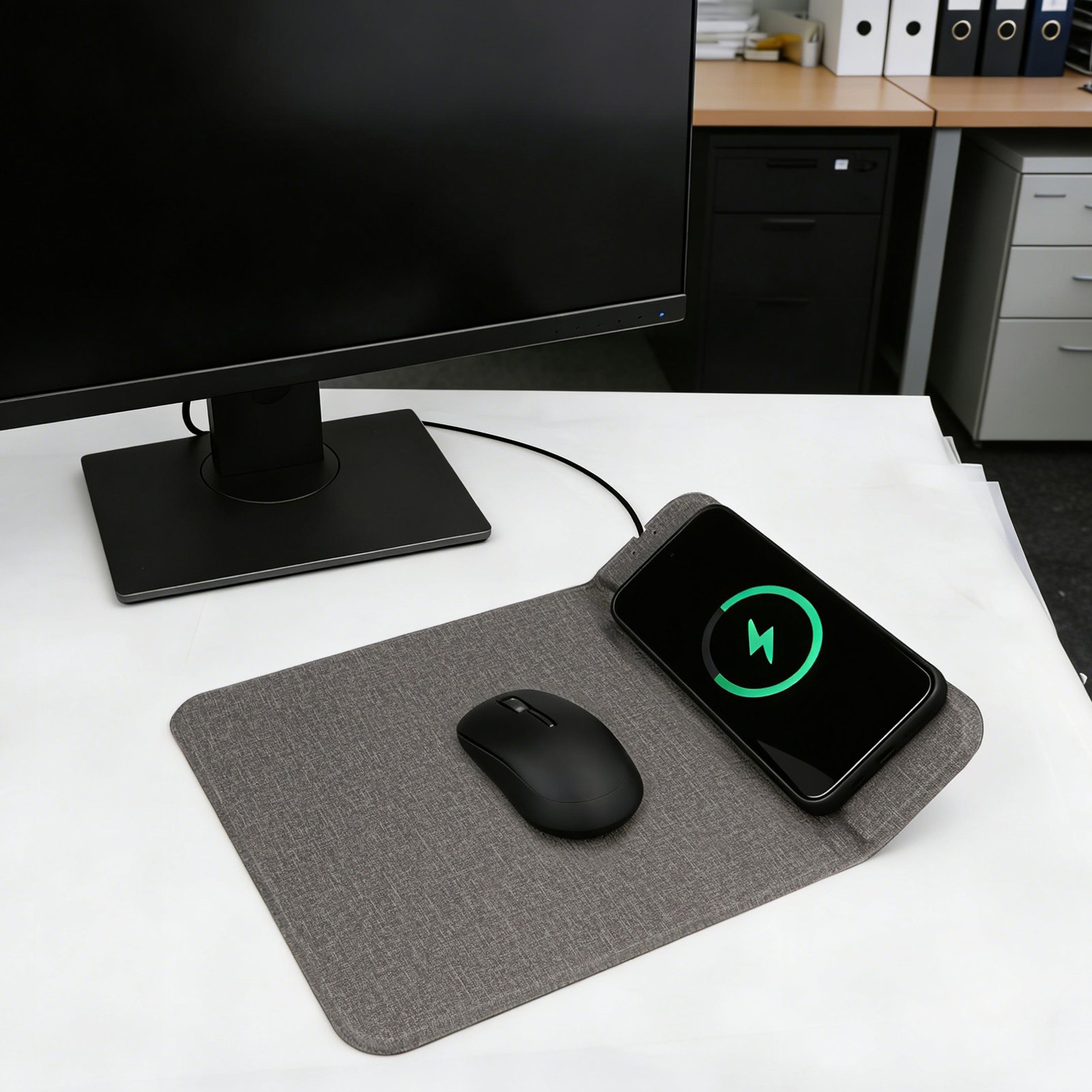 2-in-1 10W Wireless Charging Mouse Pad Phone Stand