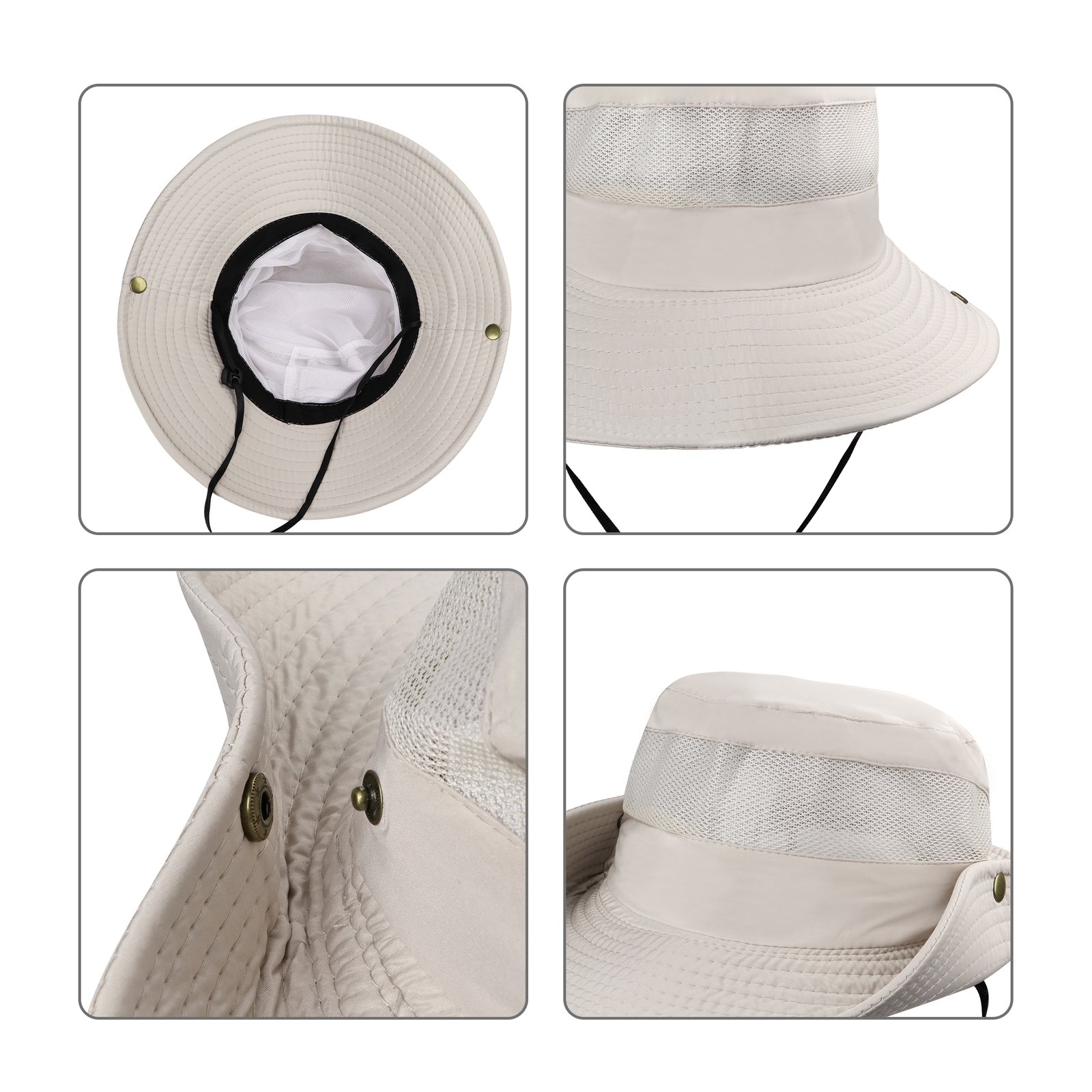 Wide Brim Sun Hat Travel Bucket Hat W/ Adjustable Strap