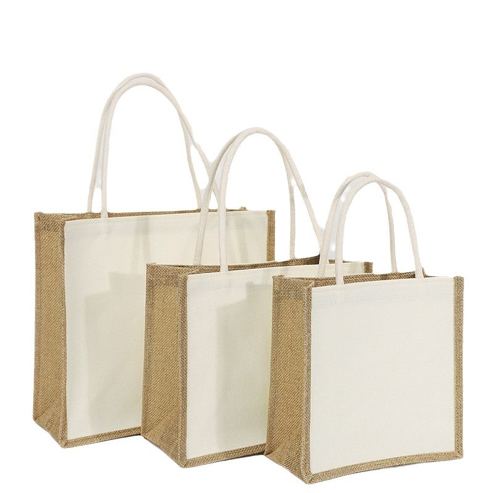Two-Tone Linen Canvas Tote Bag