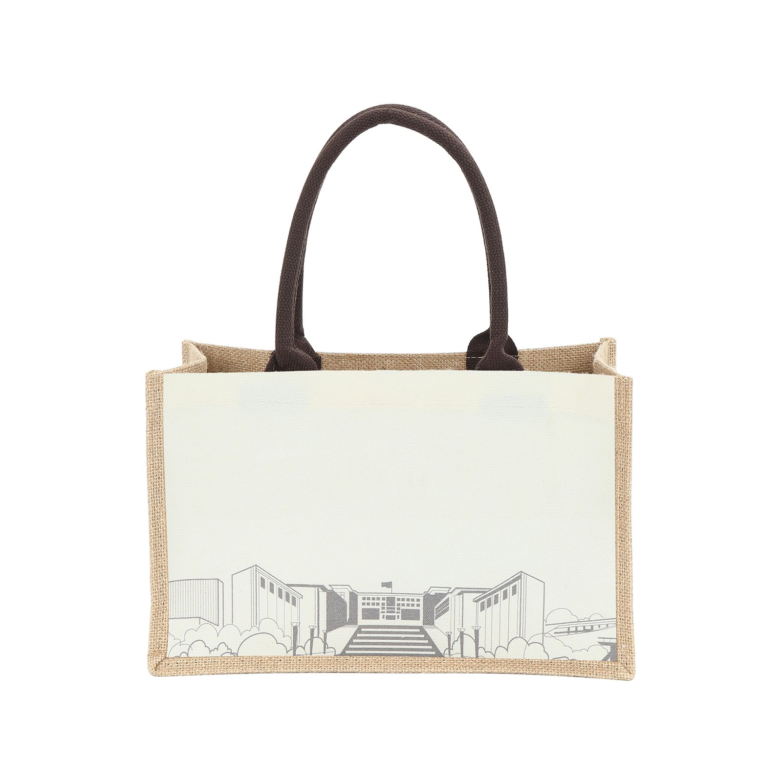 Jute Canvas Two Tune Tote Bag- Full Colored Imprint