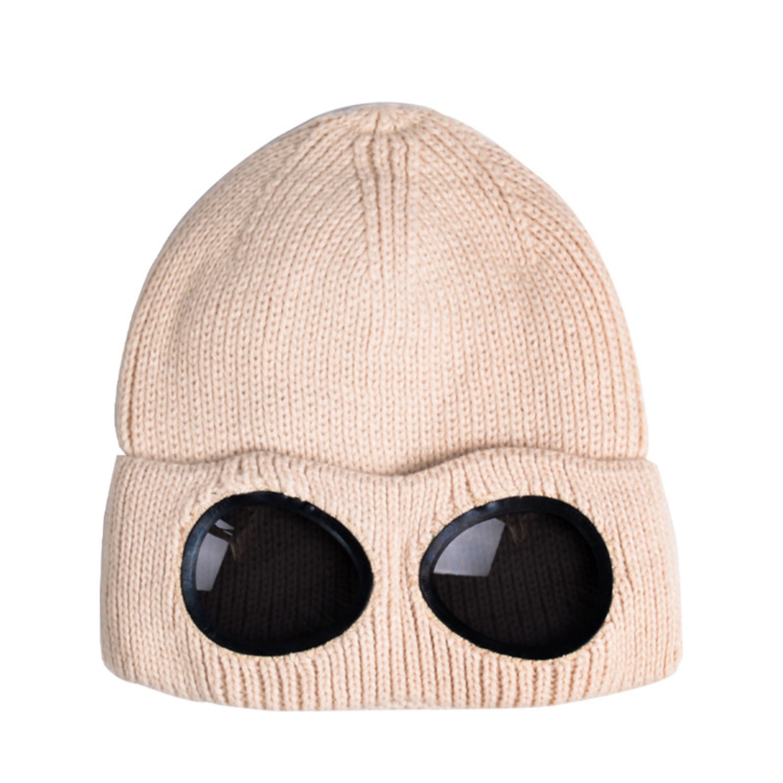 Ski Thick Knitted Hat With Windproof Glasses