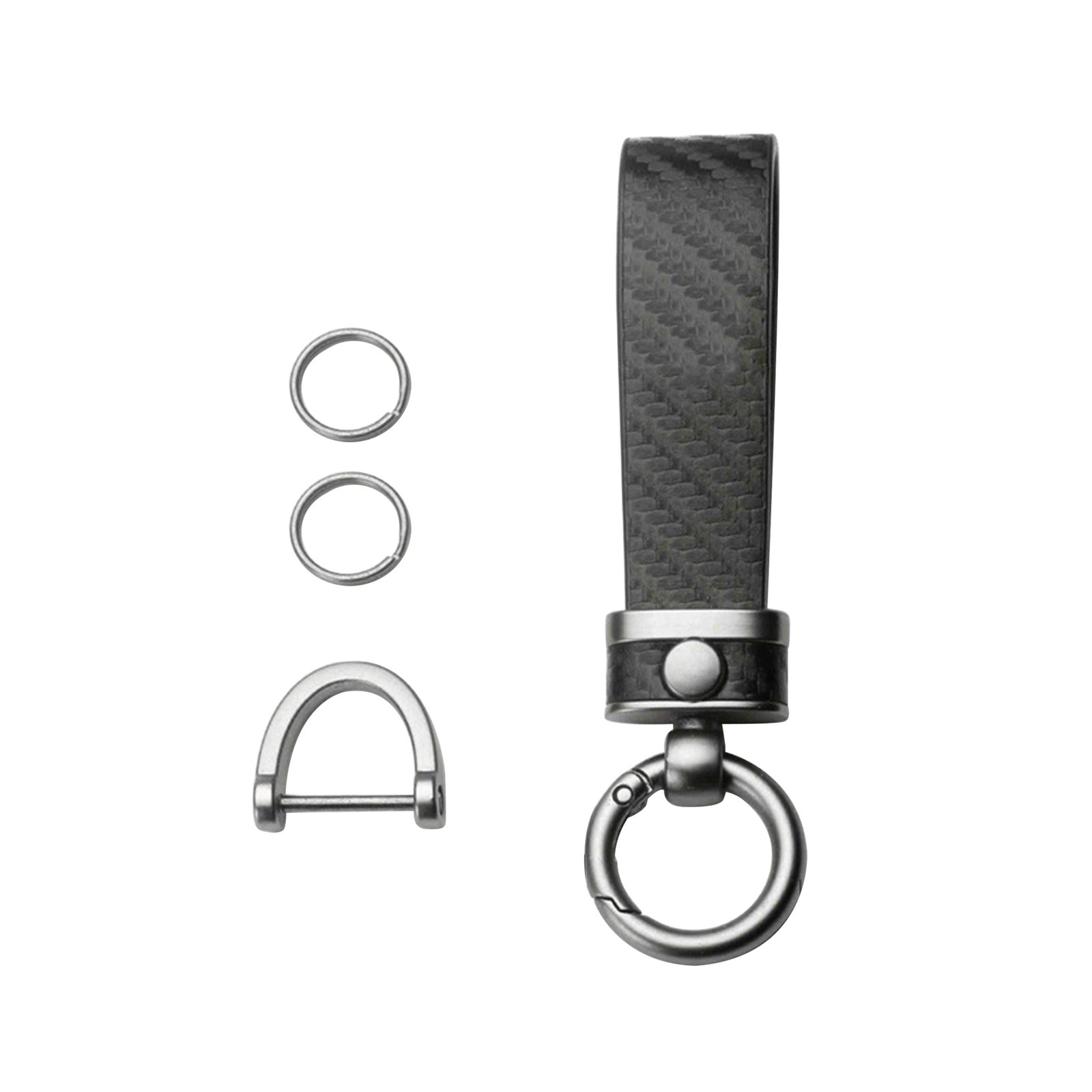 Carbon Fiber Leather Metal Car Keychain
