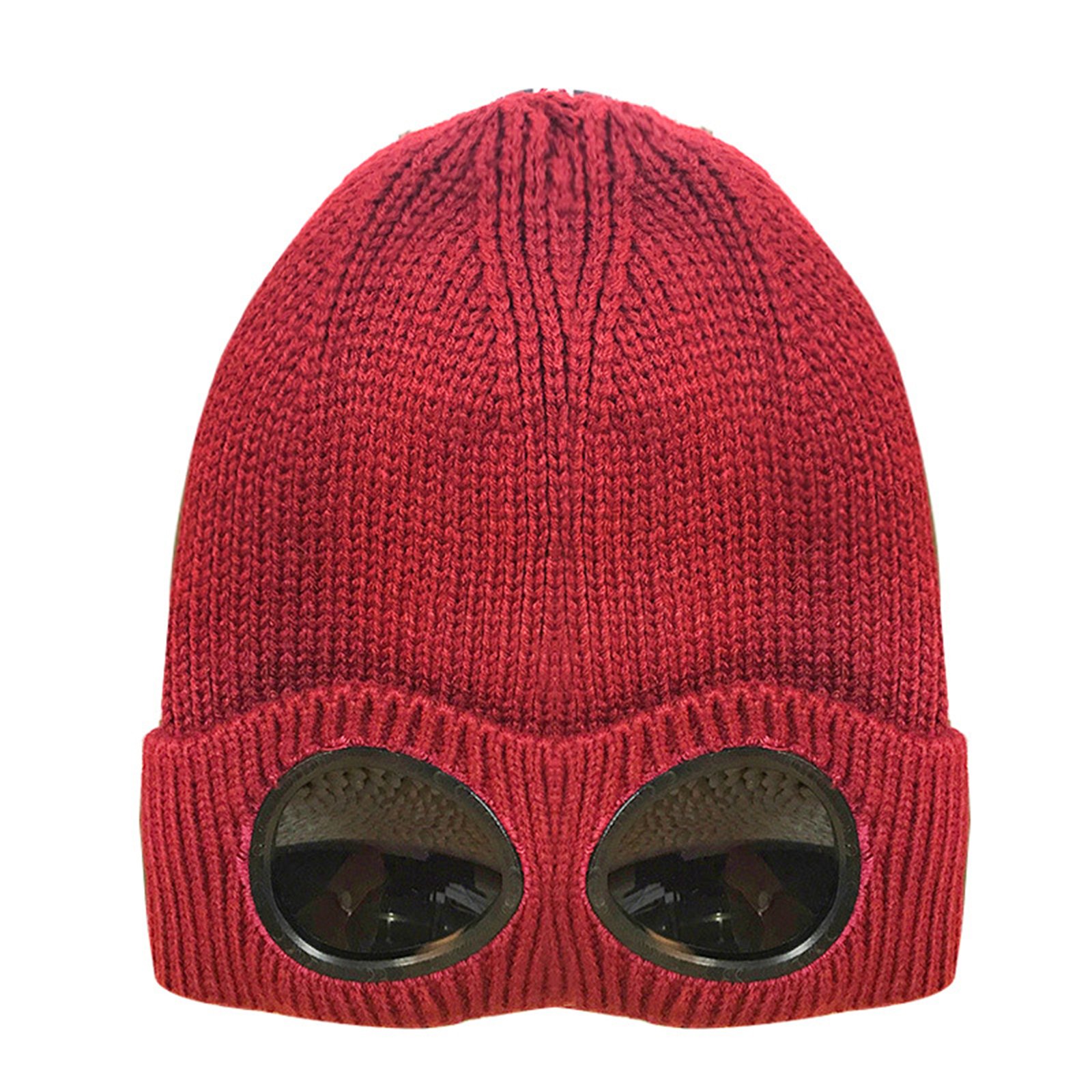 Ski Thick Knitted Hat With Windproof Glasses