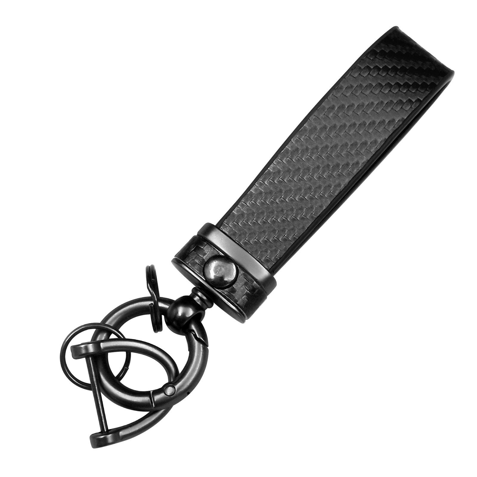 Carbon Fiber Leather Metal Car Keychain