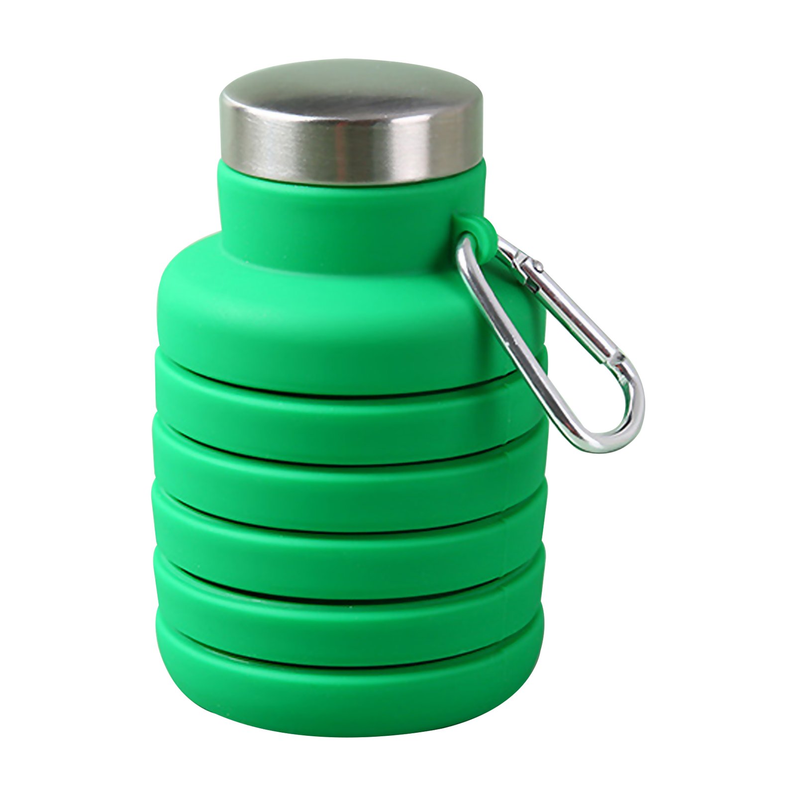 17 oz Collapsible Silicone Water Bottle w/ Carabiner