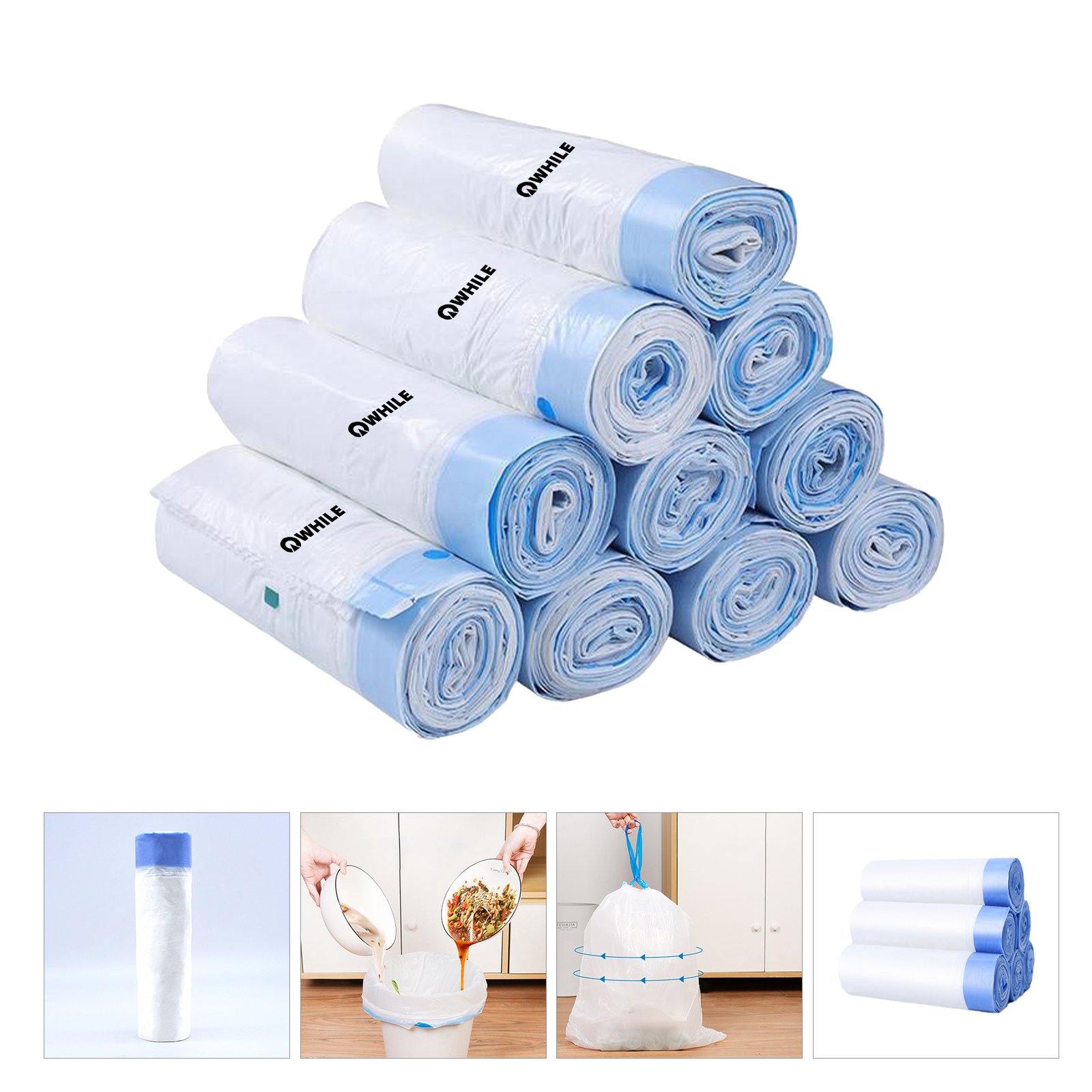 Environmentally friendly drawstring garbage bags