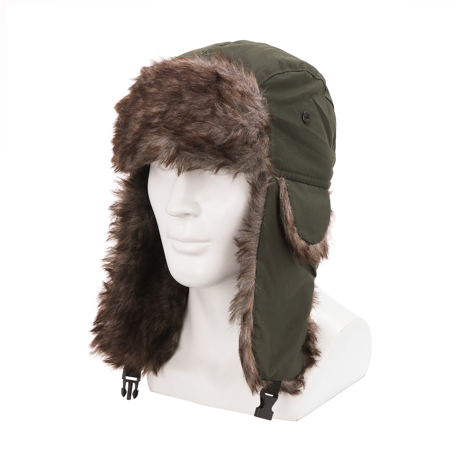 Winter Hat with Brim Warm Earflaps Faux Fur Baseball Cap