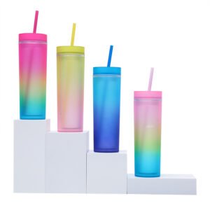 16 Oz Colorful Straw Cup
