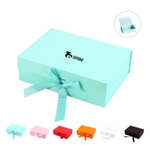 MOQ1 Magnetic Custom Color Clamshell Ribbon Paper Gift Box