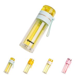 Double Wall Glass Tea and Water Separation Bottle Mug
