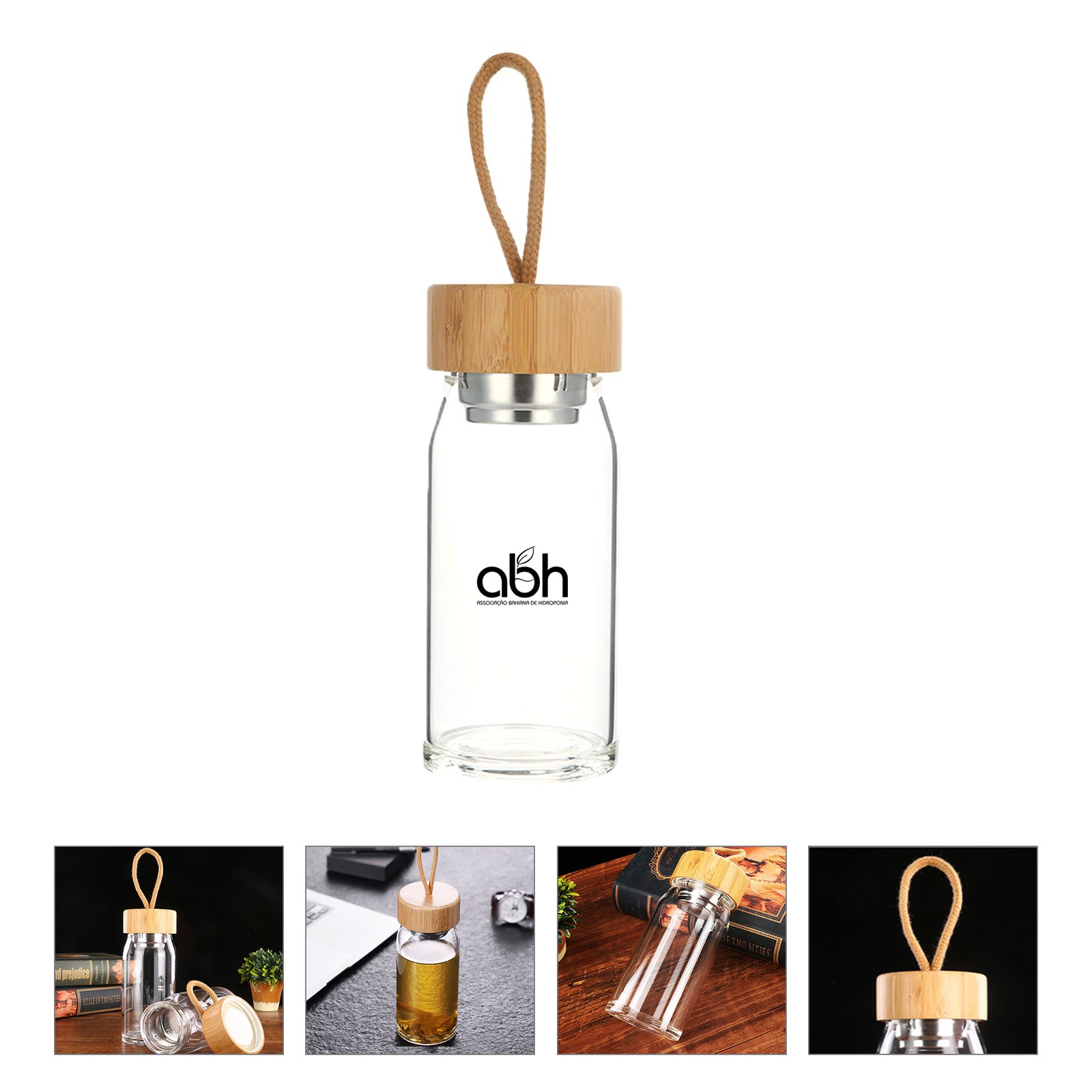 Portable bamboo cover glass cup
