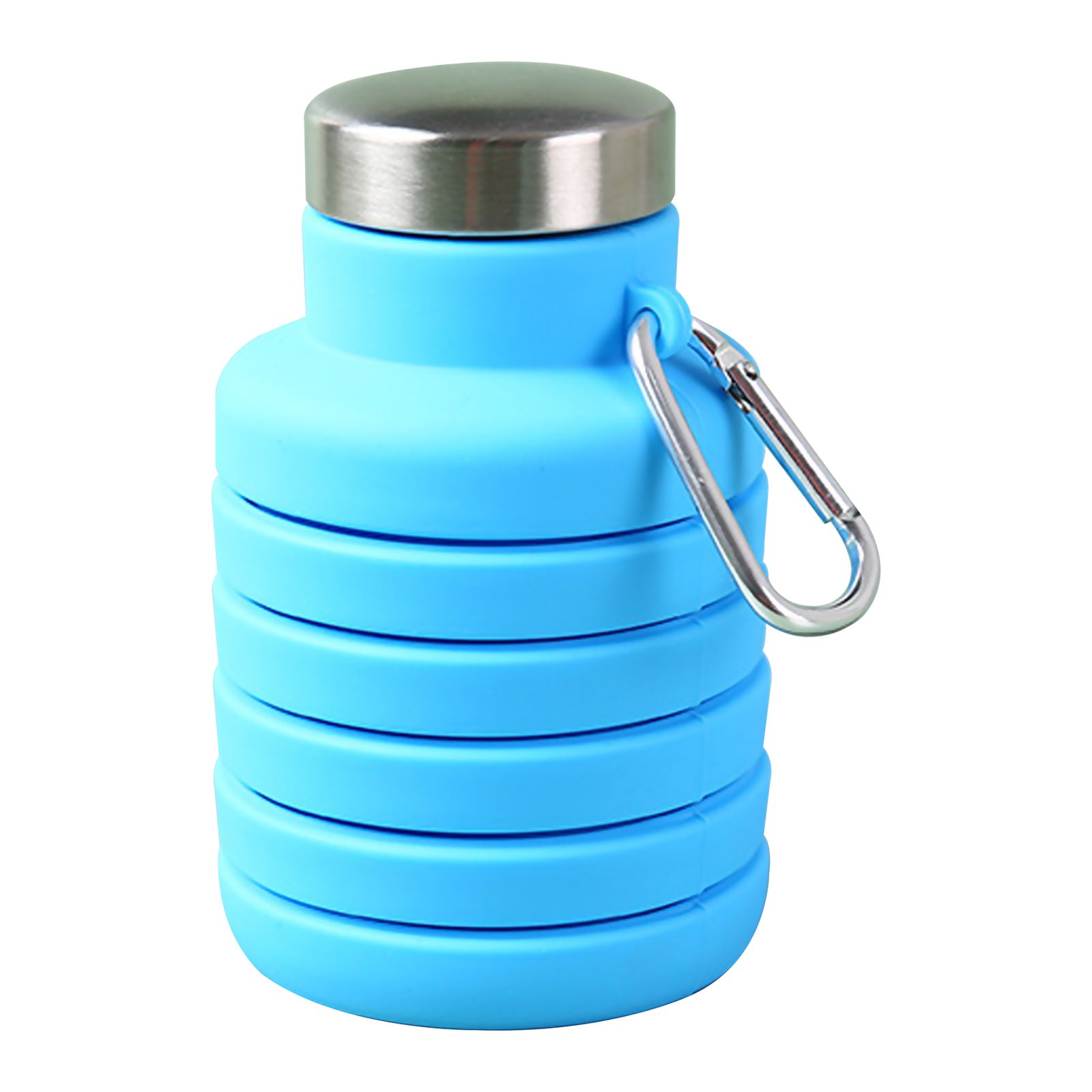17 oz Collapsible Silicone Water Bottle w/ Carabiner