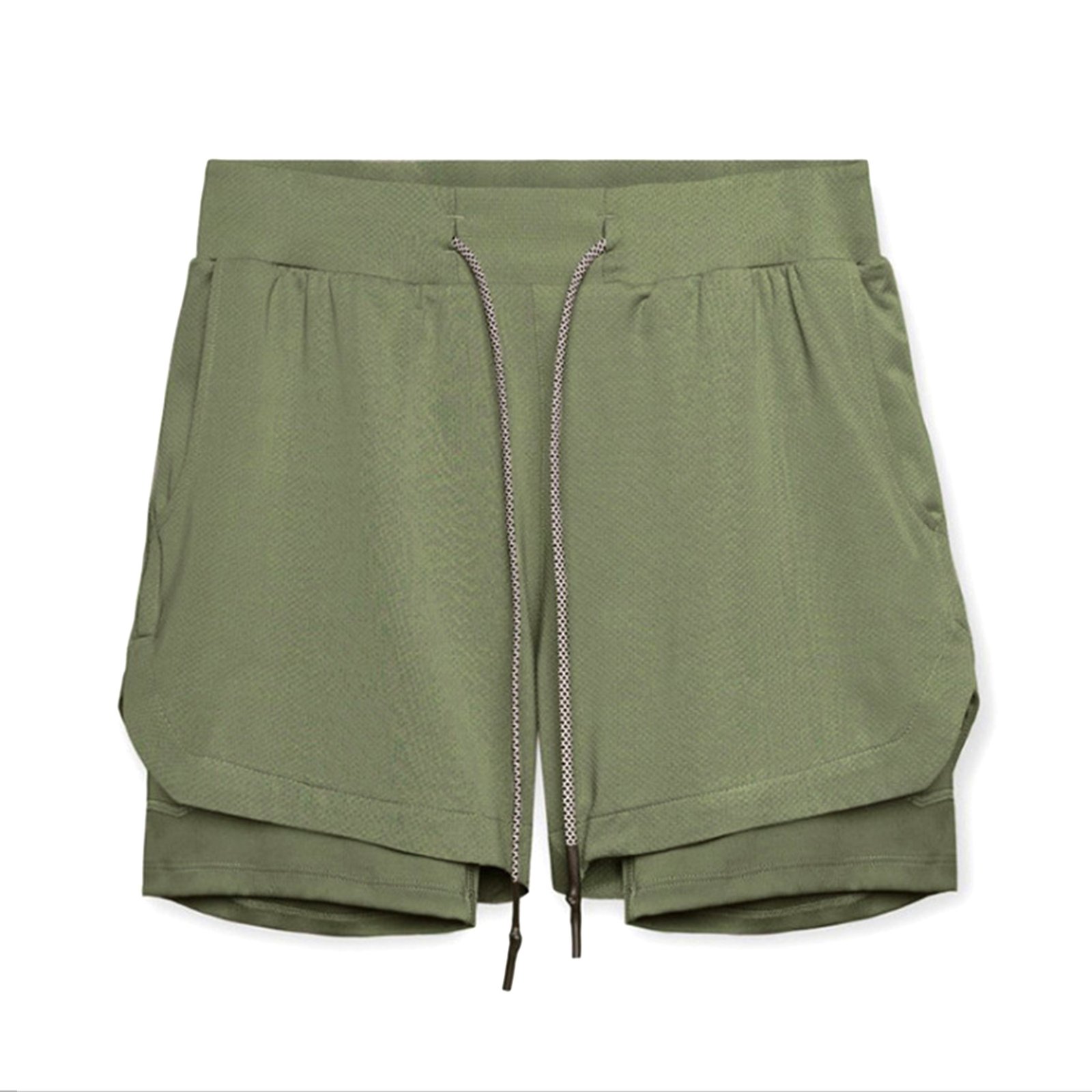Men'S 2 In 1 Sport Quick Dry Short Pants With Phone Pocket