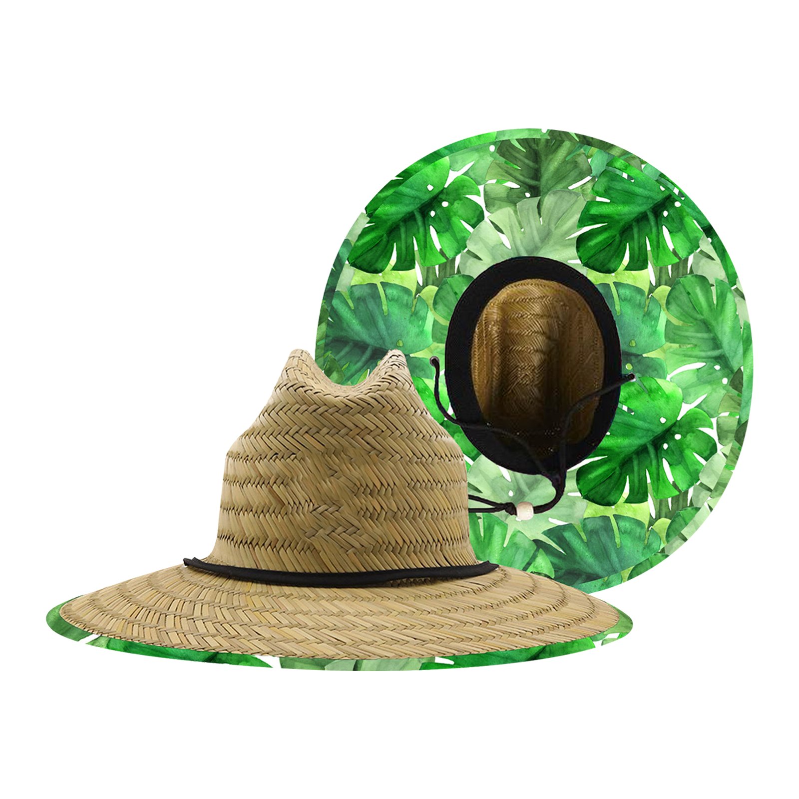 Lifeguard Straw Hat + Full Color Underbrim Imprint and Patch