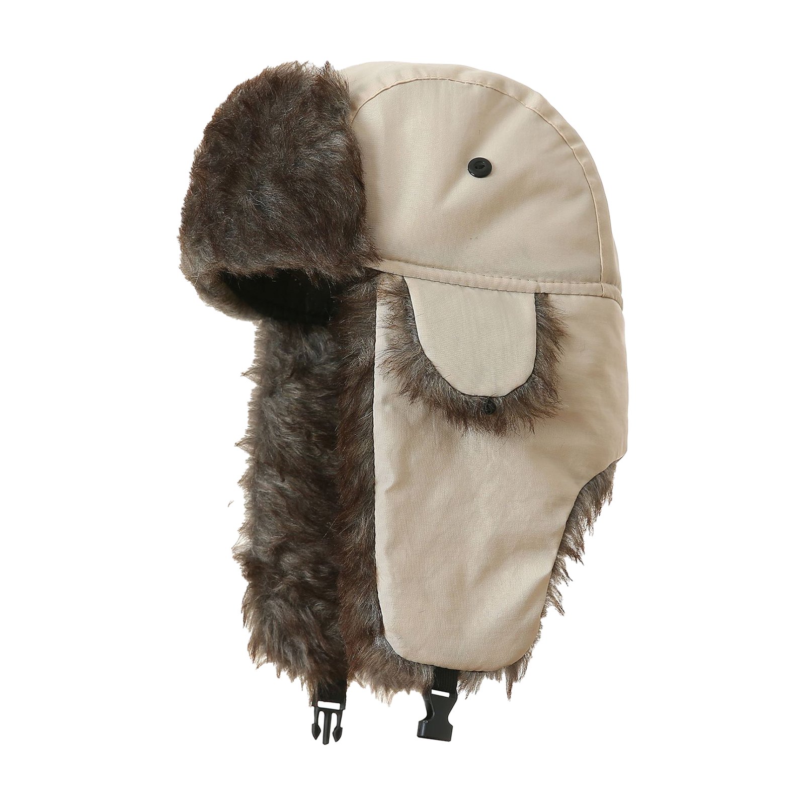 Winter Hat with Brim Warm Earflaps Faux Fur Baseball Cap