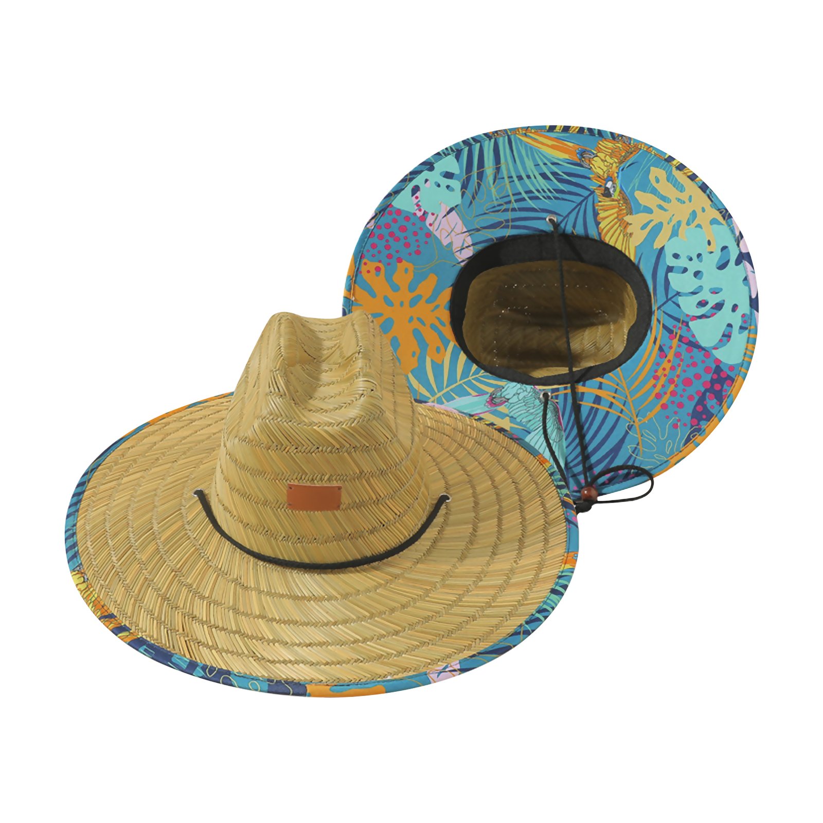 Lifeguard Straw Hat + Full Color Underbrim Imprint and Patch
