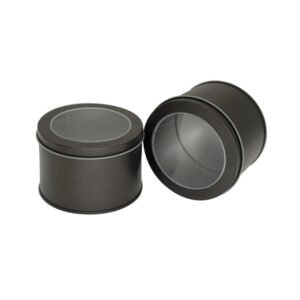 Round Metal Tin With Clear Top