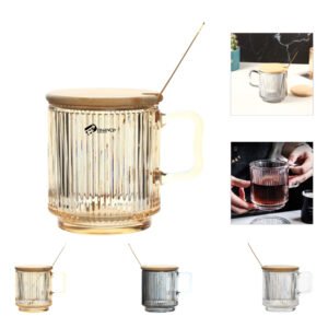 Iridescent Glass Coffee Mug with Lid