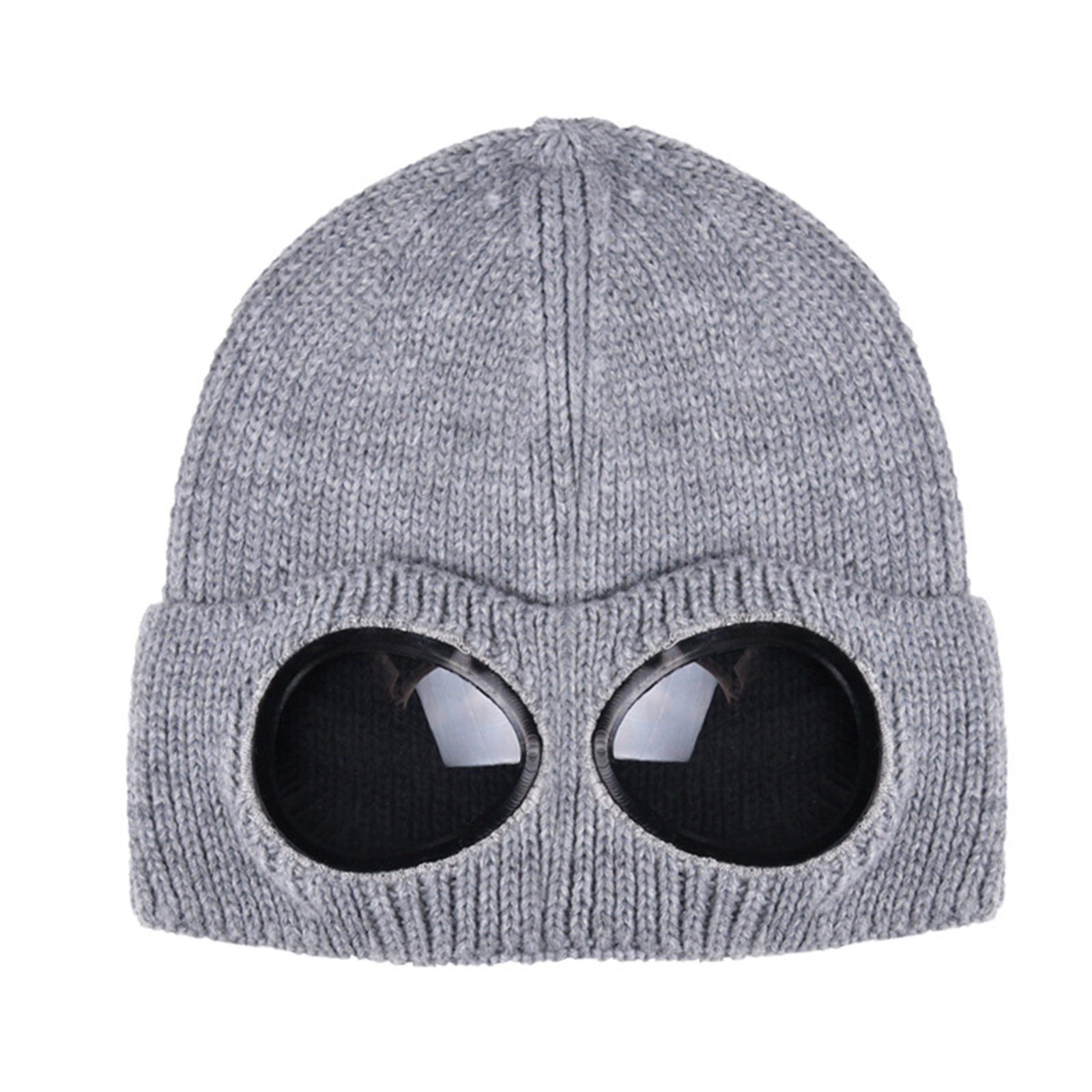 Ski Thick Knitted Hat With Windproof Glasses