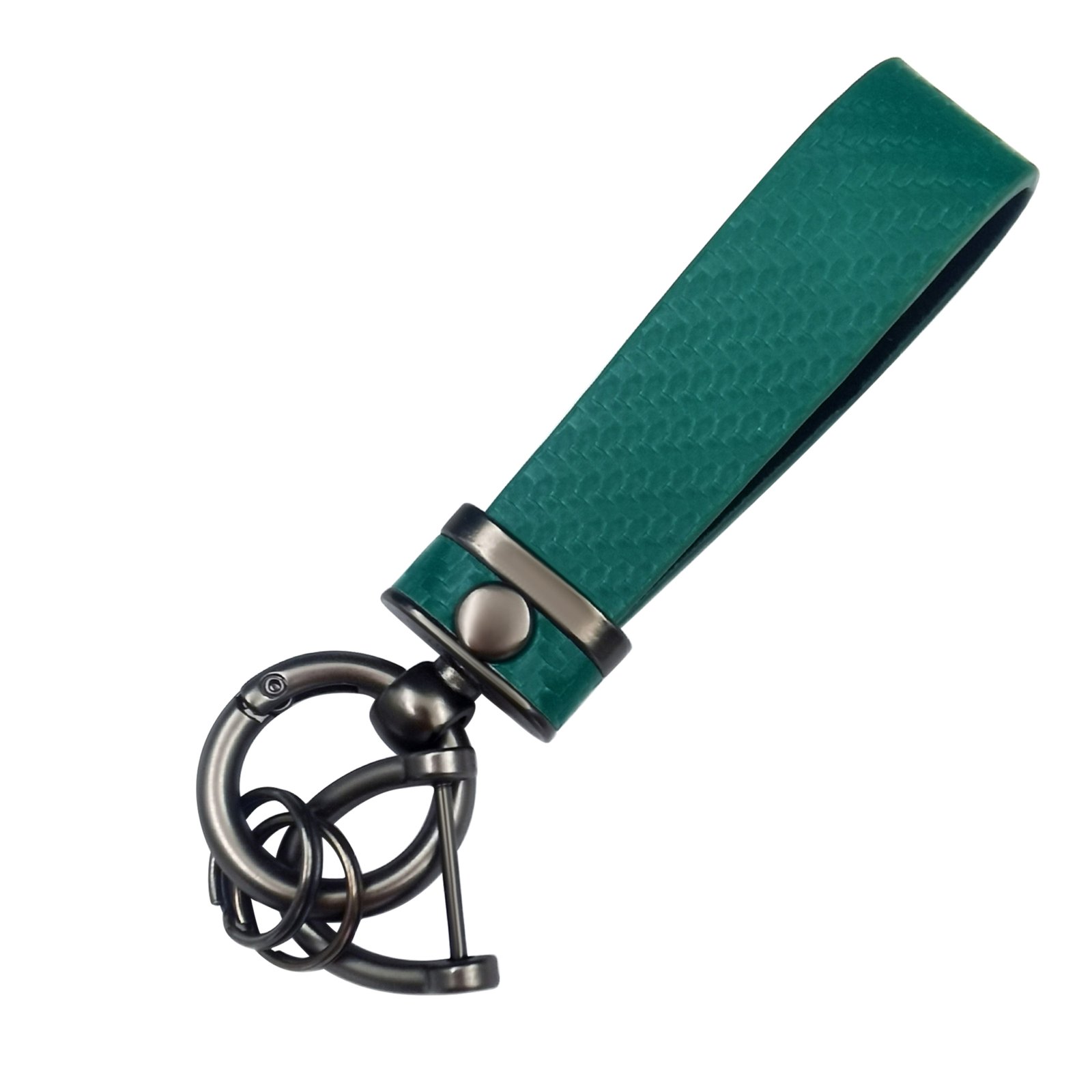 Carbon Fiber Leather Metal Car Keychain