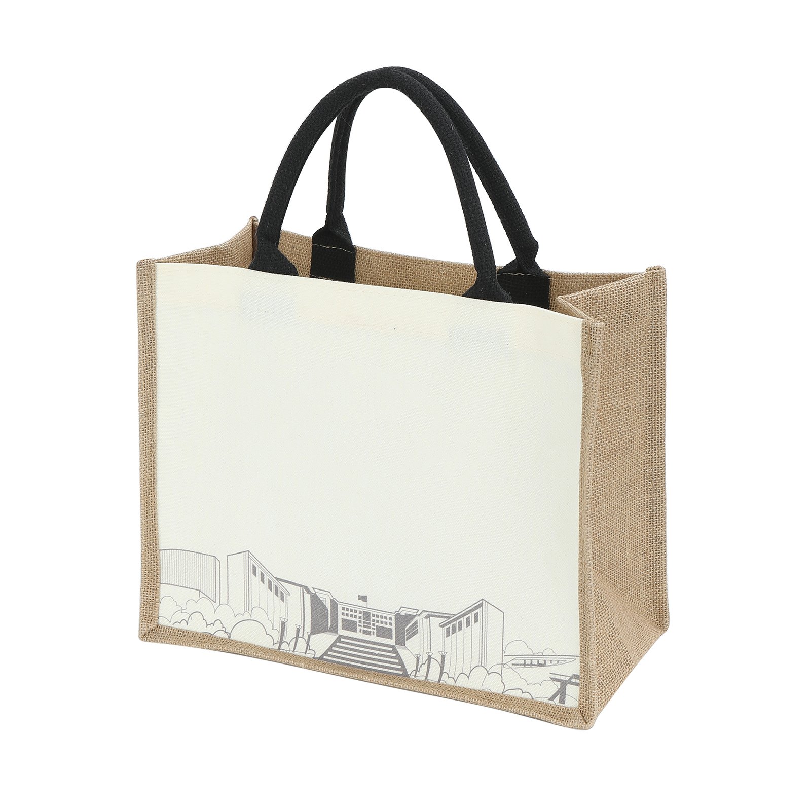 Jute Canvas Two Tune Tote Bag- Full Colored Imprint