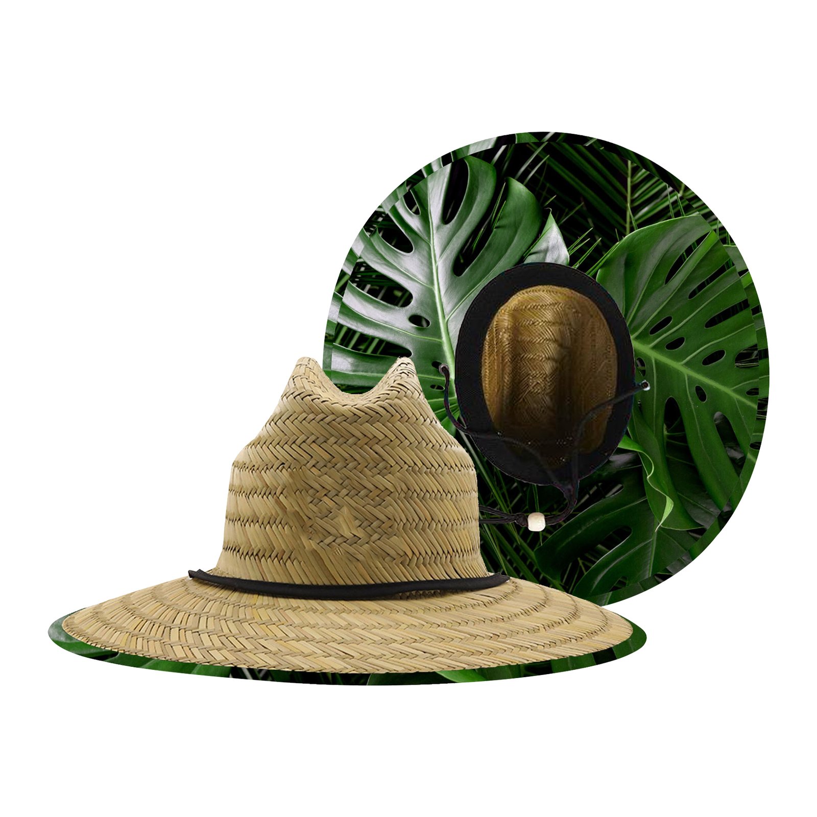 Lifeguard Straw Hat + Full Color Underbrim Imprint and Patch