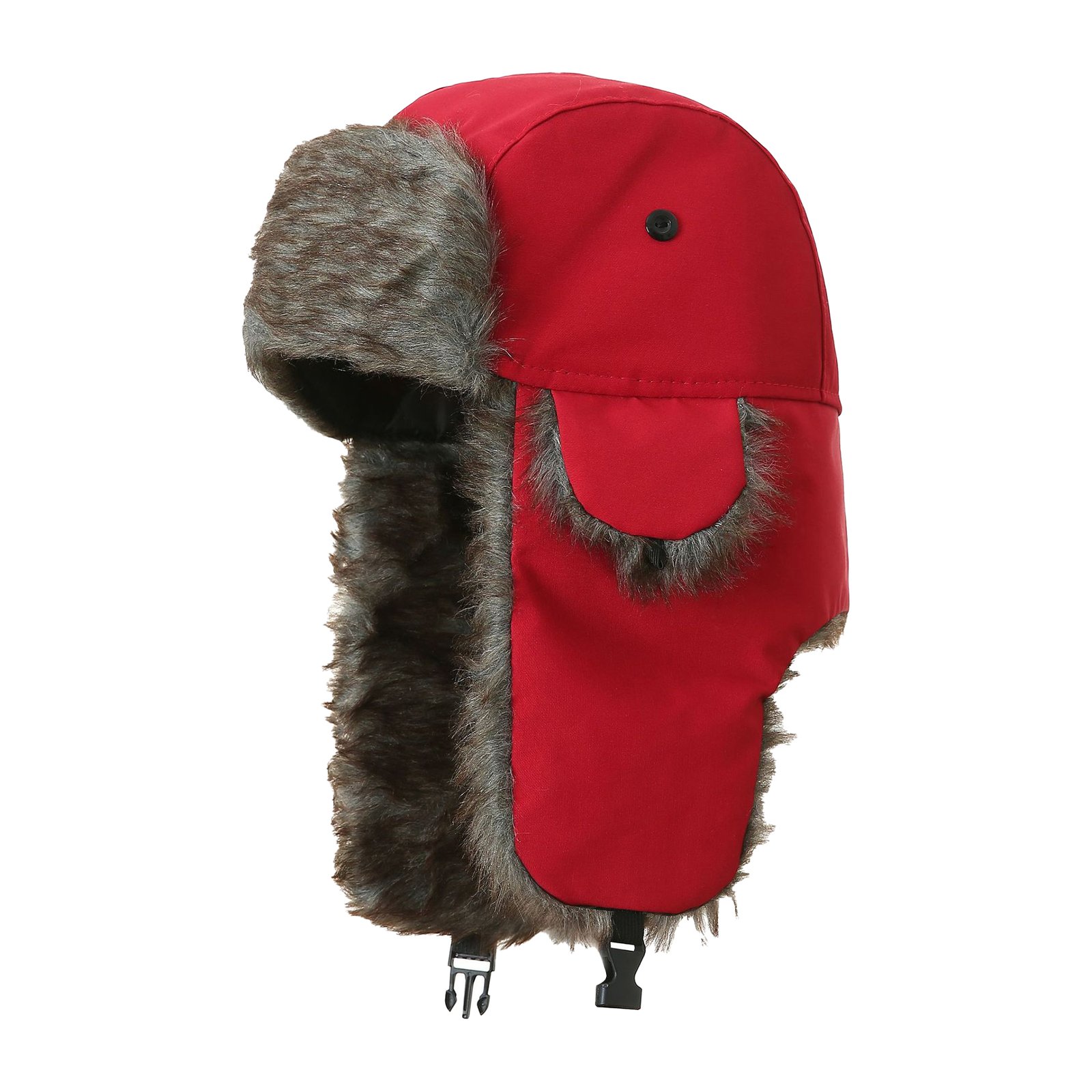 Winter Hat with Brim Warm Earflaps Faux Fur Baseball Cap