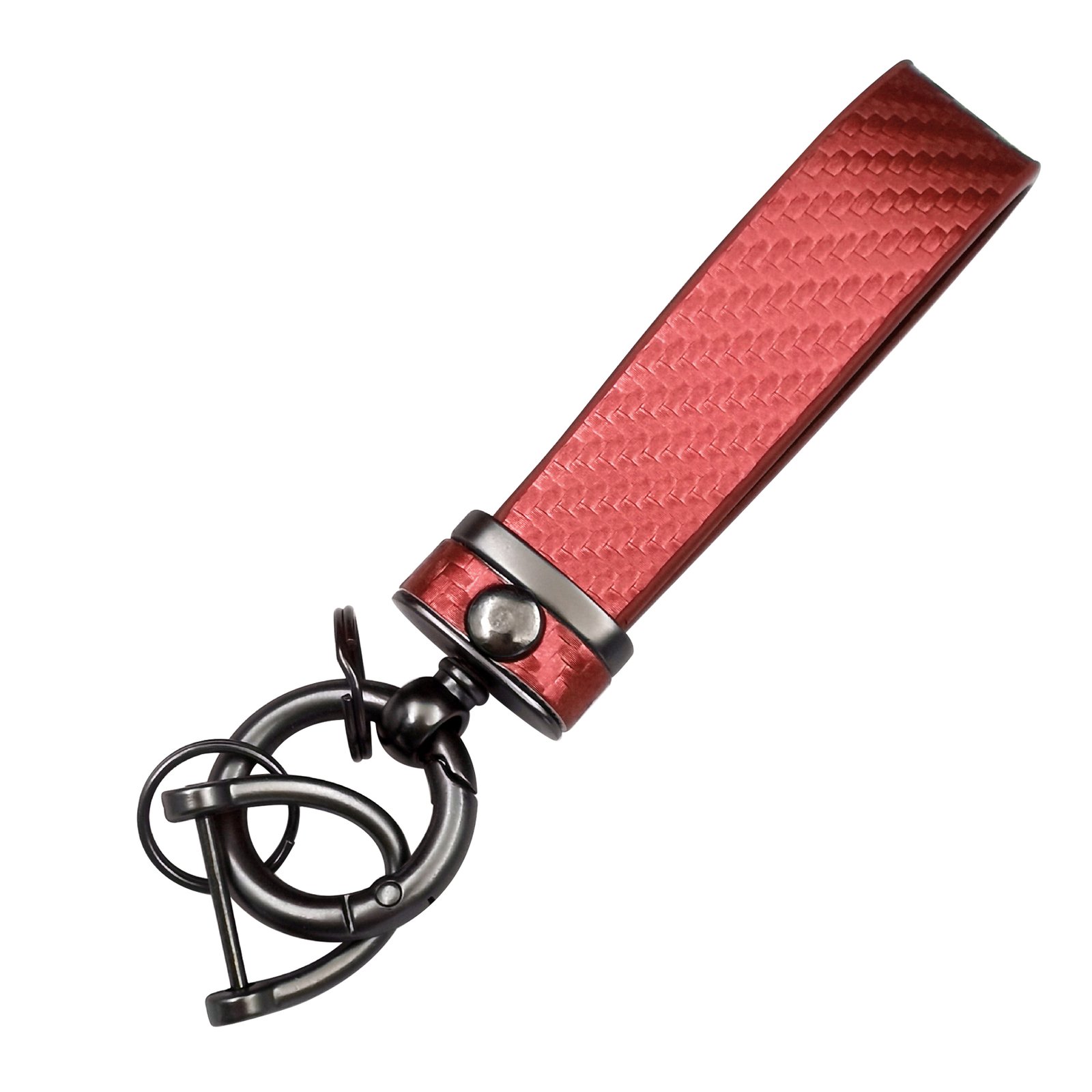 Carbon Fiber Leather Metal Car Keychain
