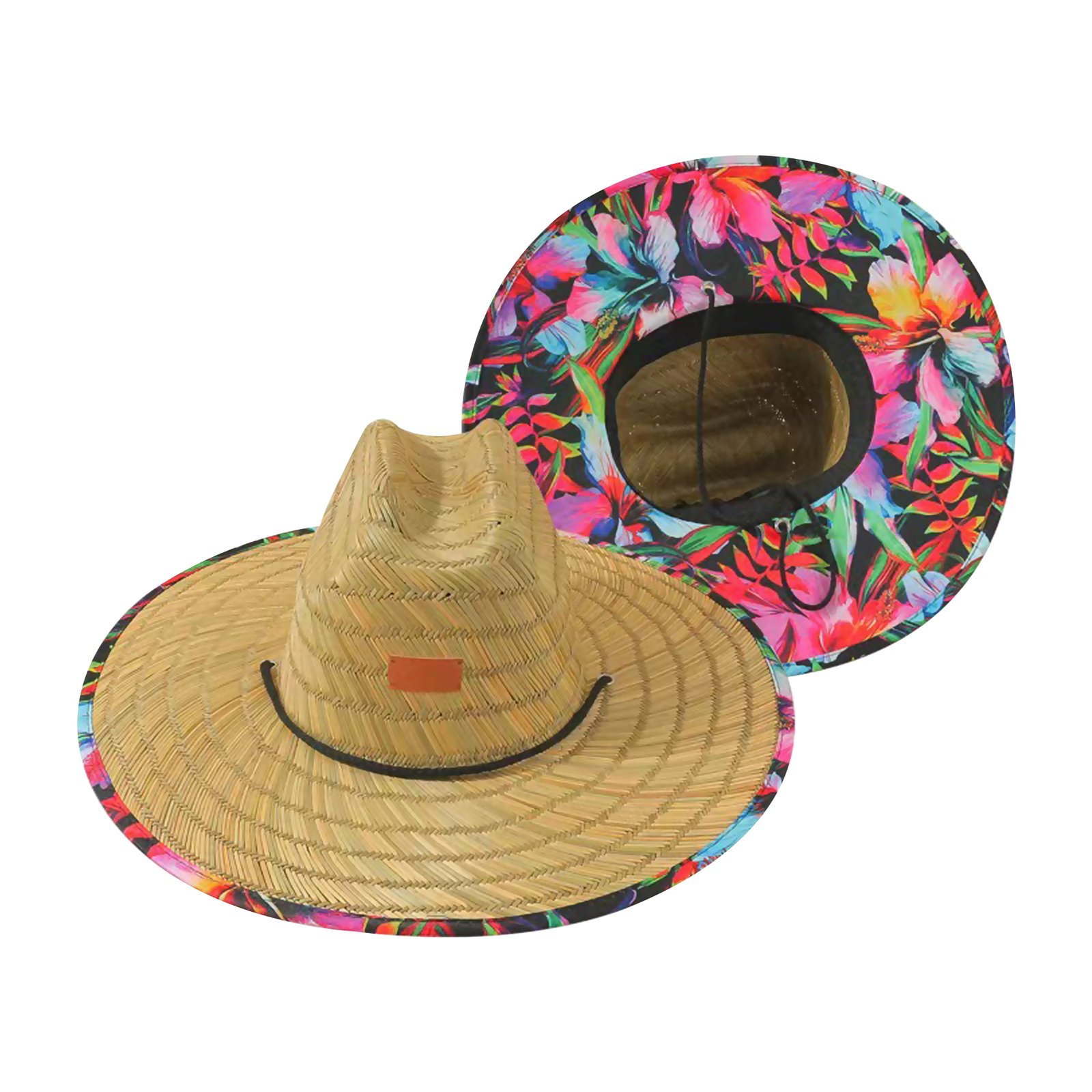Lifeguard Straw Hat + Full Color Underbrim Imprint and Patch