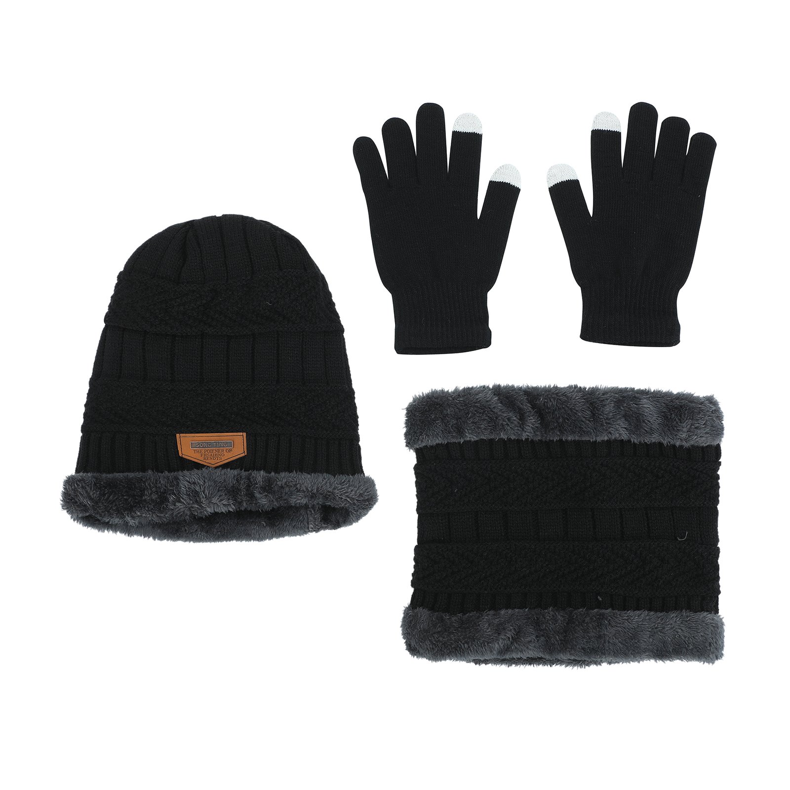 Knit Winter Hat Scarf Gloves Kit