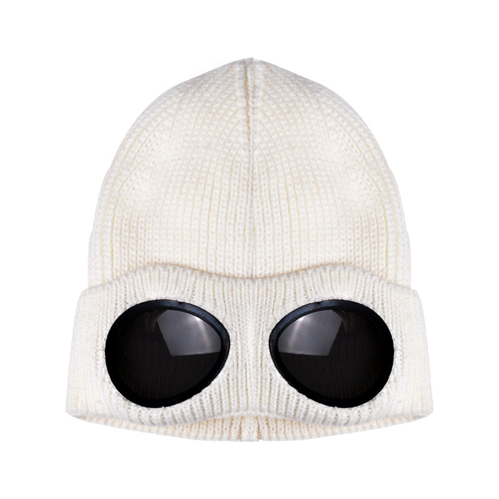 Ski Thick Knitted Hat With Windproof Glasses