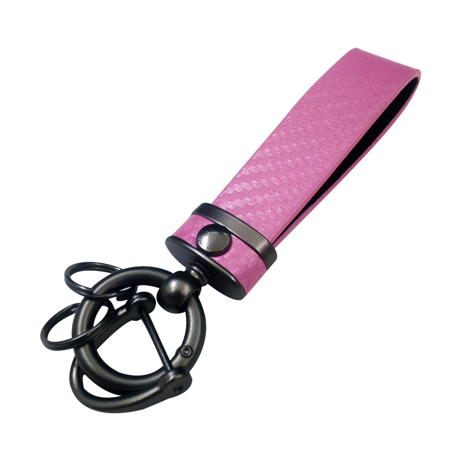 Carbon Fiber Leather Metal Car Keychain