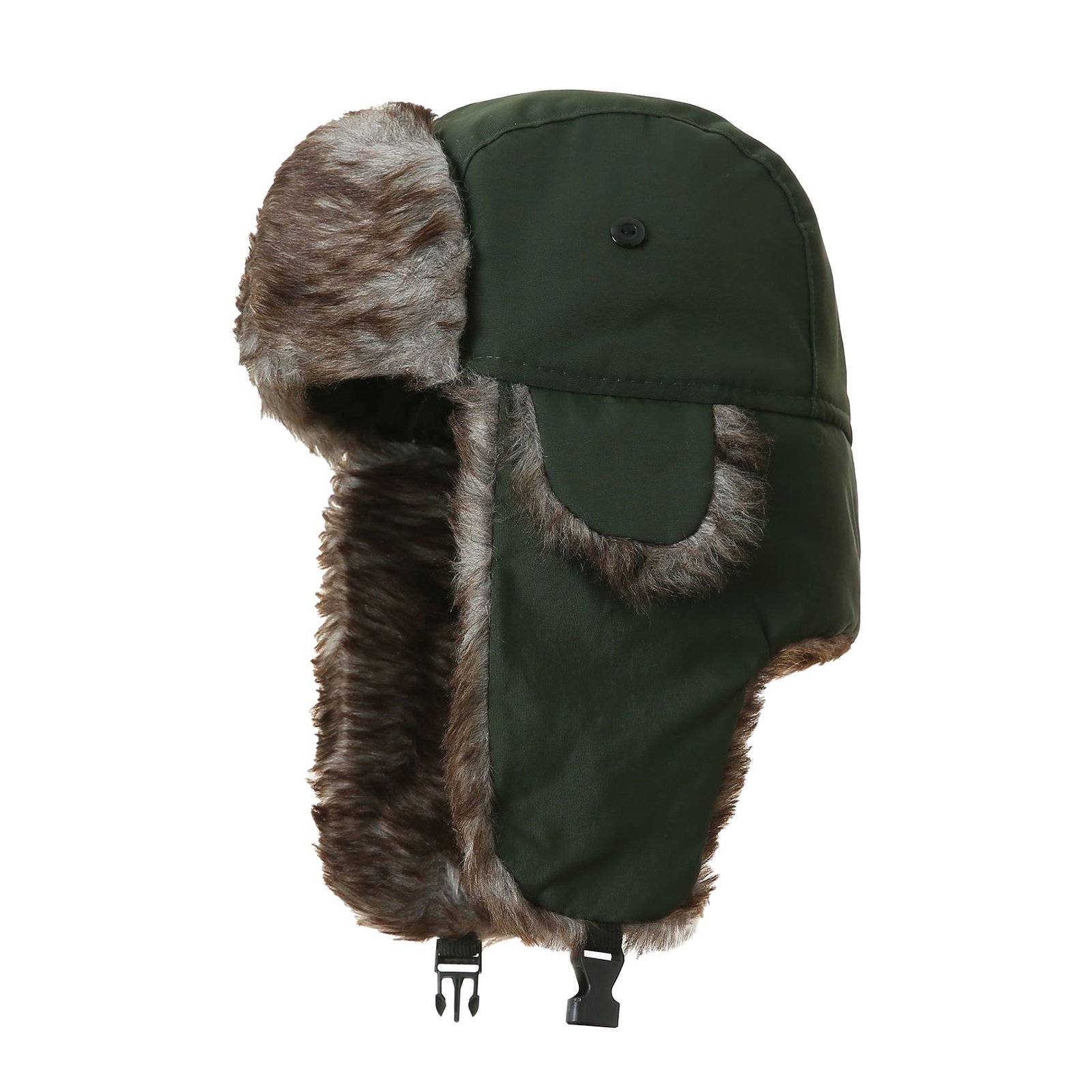 Winter Hat with Brim Warm Earflaps Faux Fur Baseball Cap