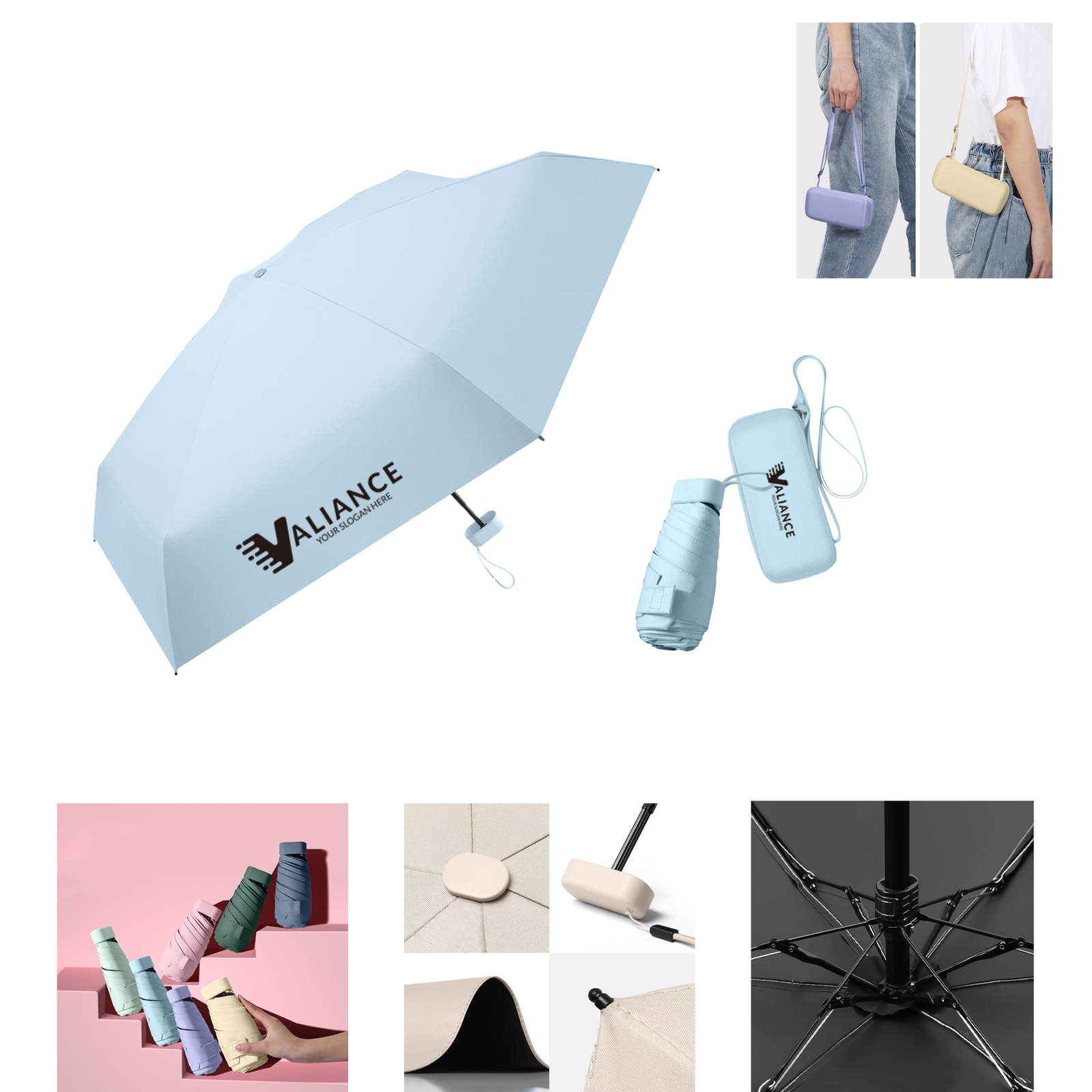 Mini Travel Sun Umbrella for Purse With Case