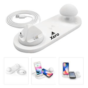 3 in 1 Wireless Fast Charger with Mini Mushroom Lamp