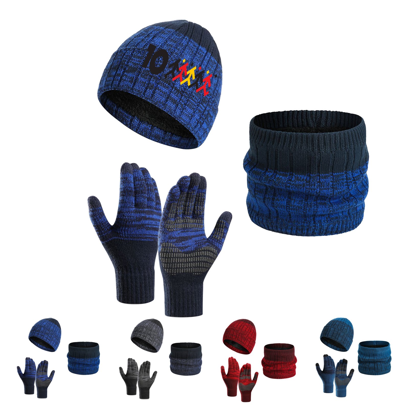 Knitted Warm Hat And Gloves scarf