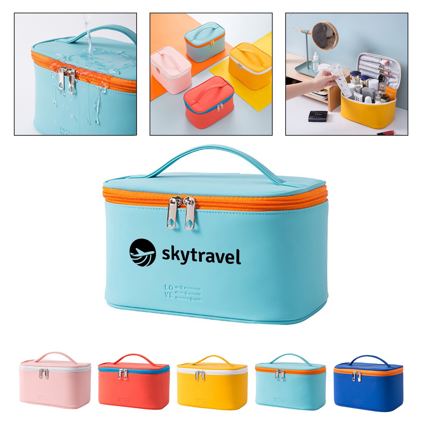 PU Travel Cosmetic Bag W/ Handle
