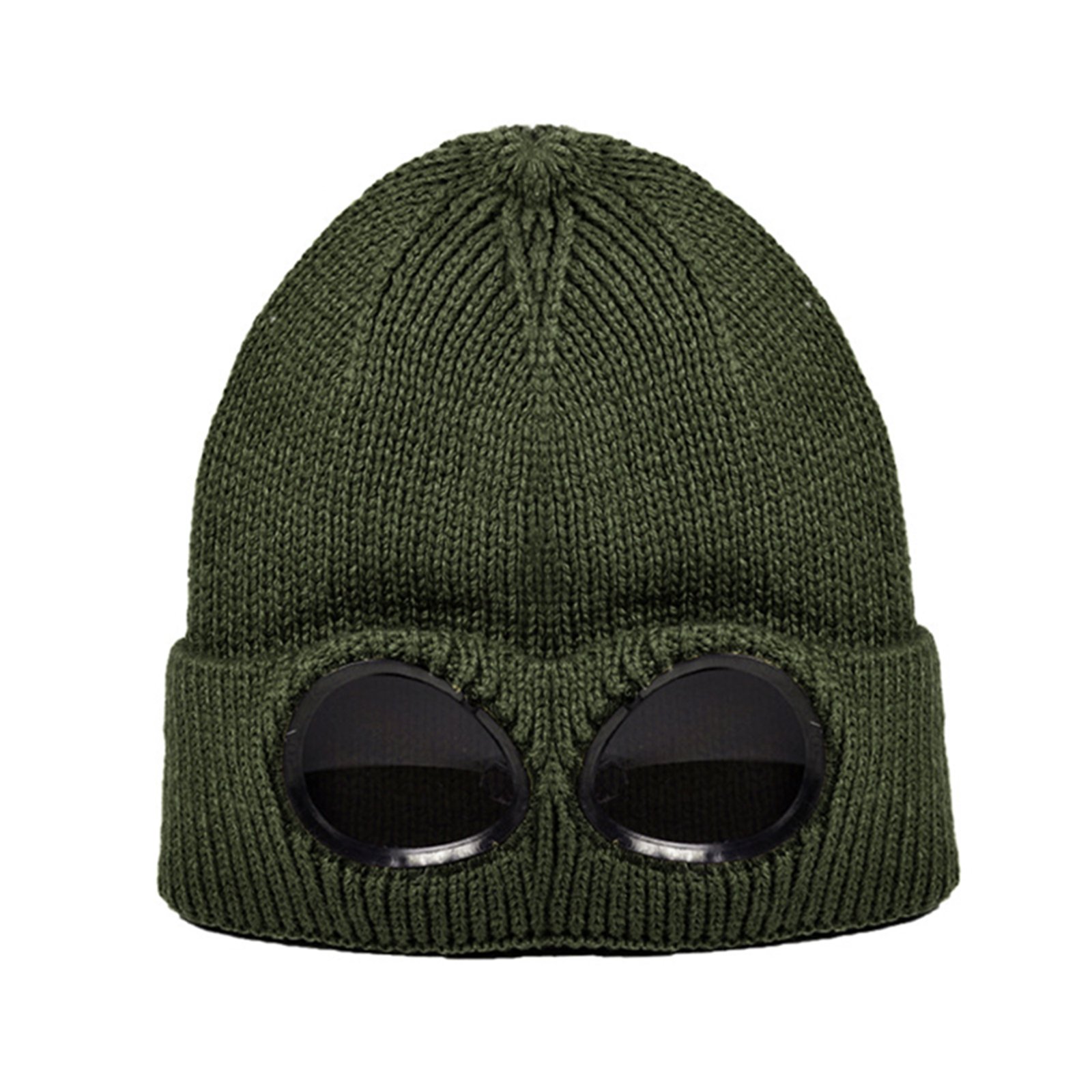 Ski Thick Knitted Hat With Windproof Glasses