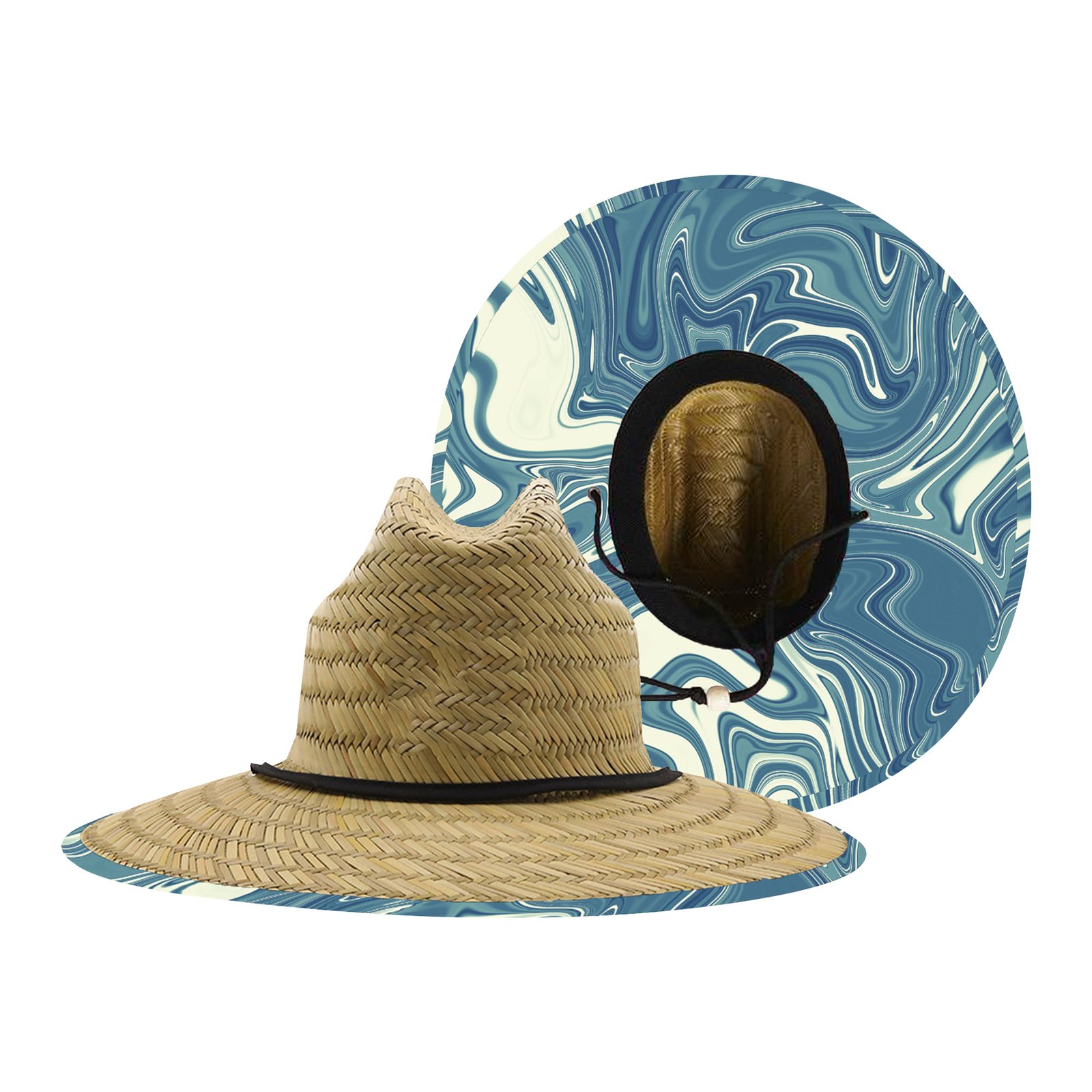 Lifeguard Straw Hat + Full Color Underbrim Imprint and Patch