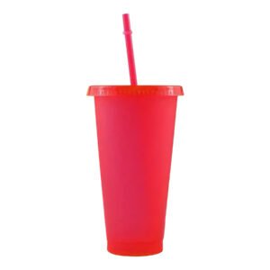 24 Oz. Plastic Cups With Straws