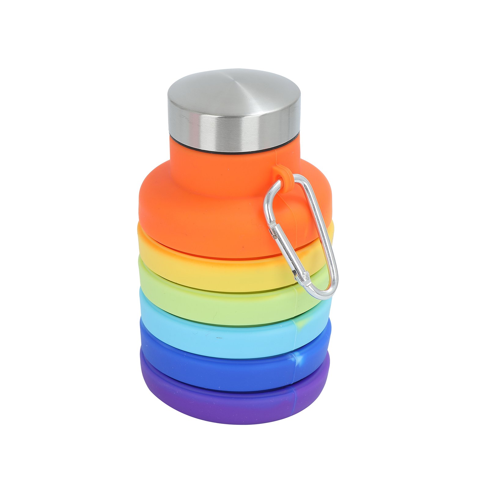 17 oz Collapsible Silicone Water Bottle w/ Carabiner